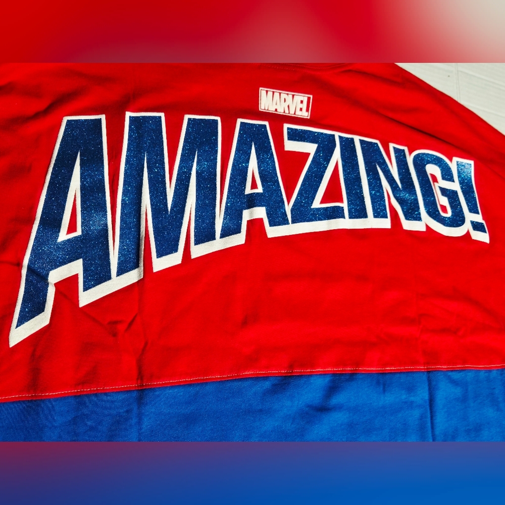 Universal Studios Marvel Glitter Amazing SpiderMan Long Sleeve Shirt Size 2XL - Picture 7 of 11